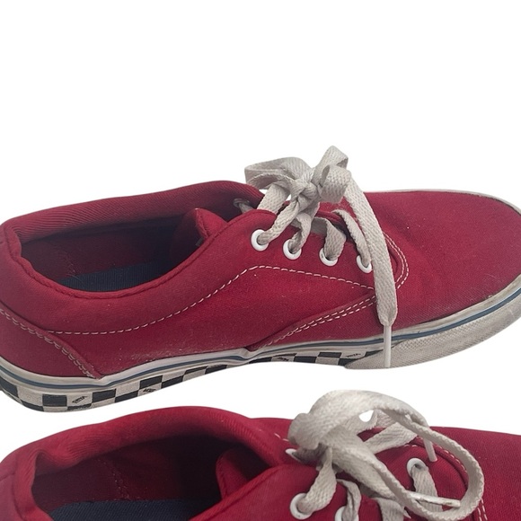 Vans Off The Wall Red Canvas Skateboard Sneakers Youth size 3 Lace Checked sole - Picture 8 of 16